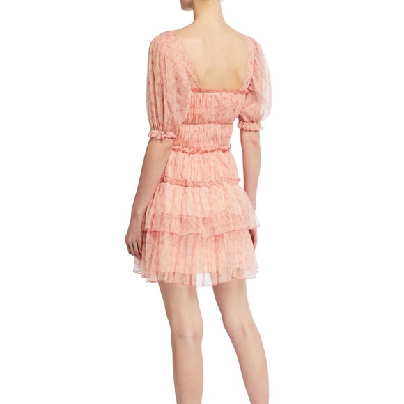 Jonathan Simkhai Delilah Pink Tulle Floral Tiered Mini Dress - Picture 2 of 7